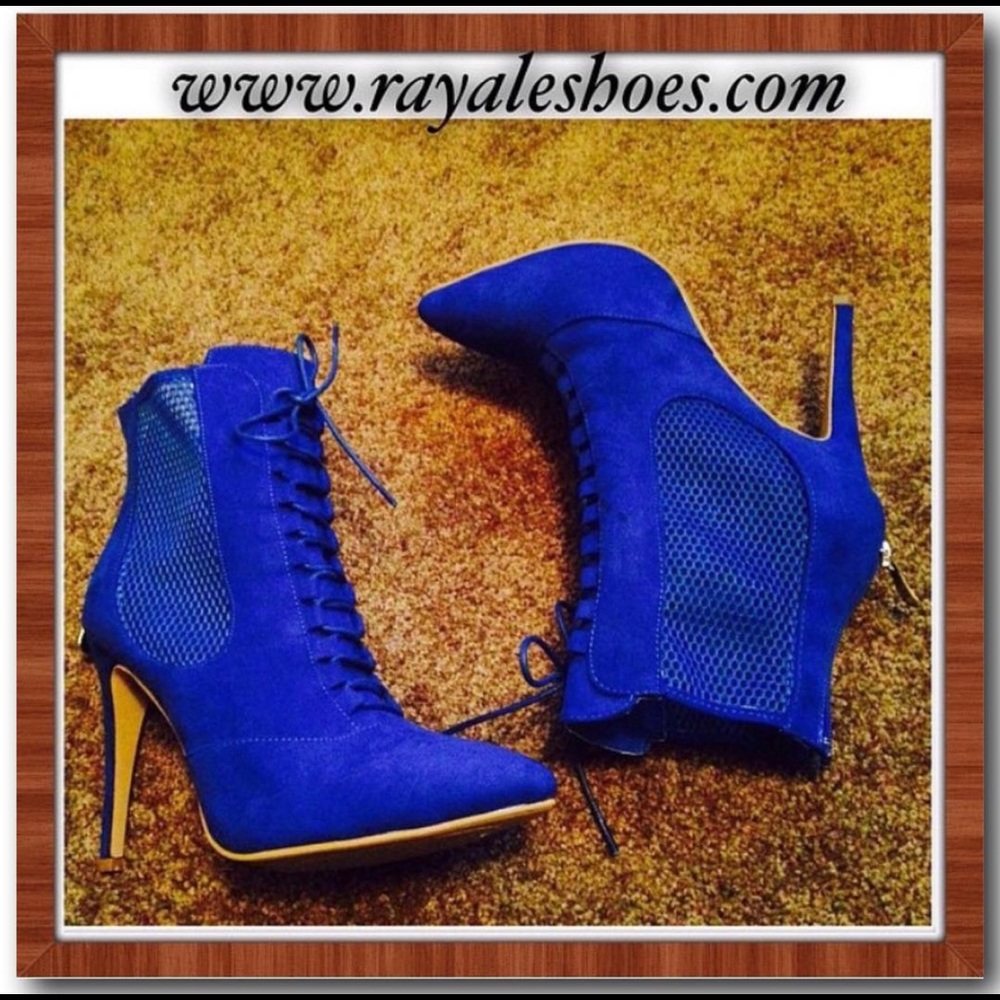 'Sapphire' Blue Suede Booties